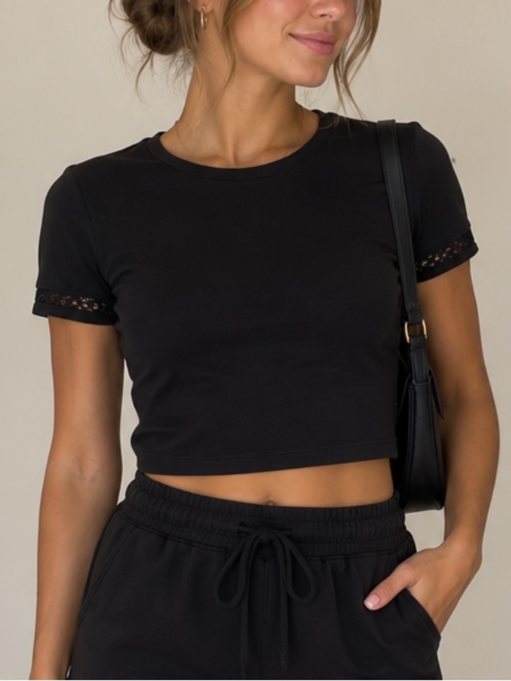 Crop top with embroidered accent